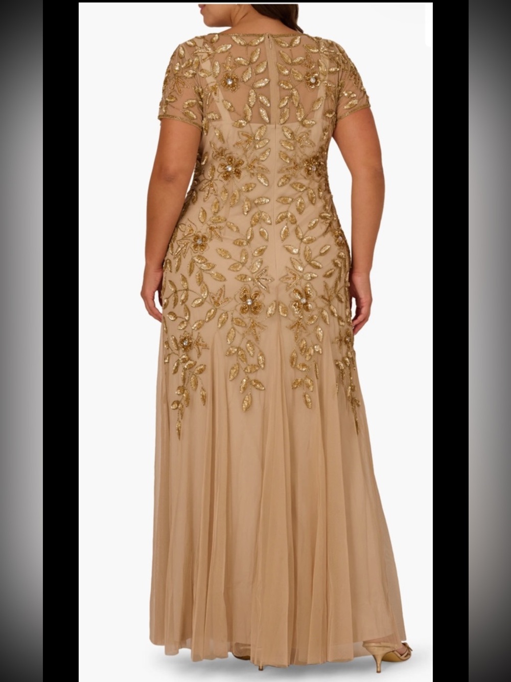 Adrianna Papell Beaded Gown,New,NoMissing Beads,ChampagneGold.actualColor#1-3 - Picture 2 of 10